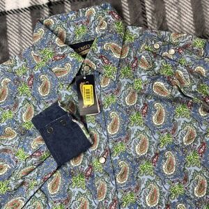 Cremieux Shirt Men Small Paisley Colorful Pearl Snap Short Slv Flip Cuff NWT